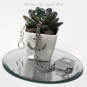 Anchor Rhinestone Bracelet Silver …